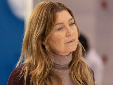 Ellen Pompeo durante a 18ª temporada de Grey's Anatomy