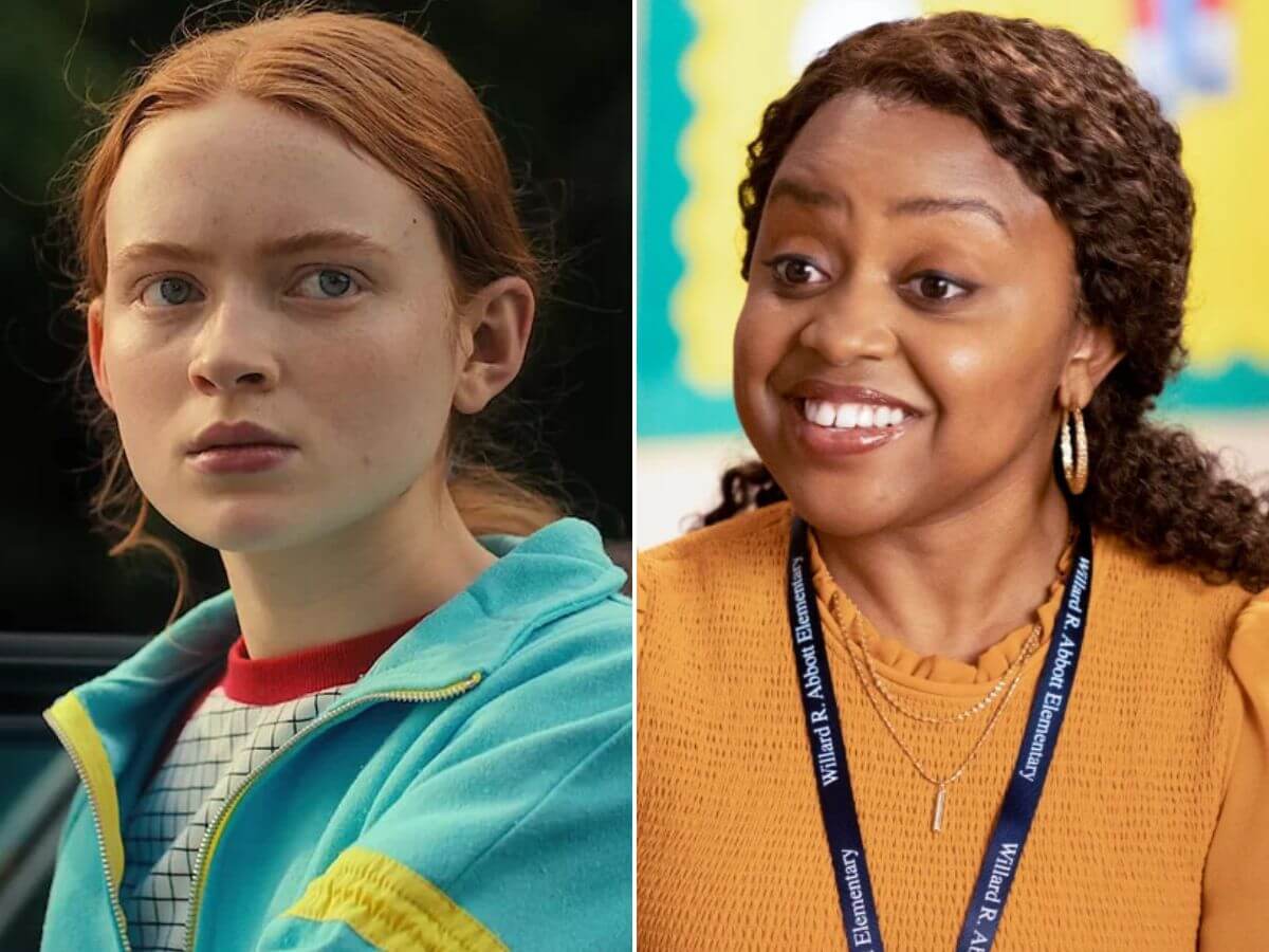 Sadie Sink em Stranger Things (à esq.); Quinta Brunson em Abbott Elementary