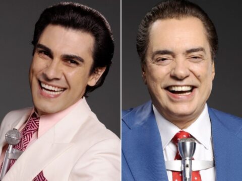 Mariano Mattos Martins (à esq.) e Rubens Chachá em O Rei da TV; eles se parecem com o Silvio Santos?