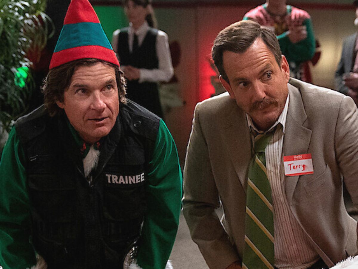 Jason Bateman (à esq.) com Will Arnett em Murderville de Natal