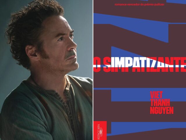 Robert Downey Jr. em Dolittle; capa do livro O Simpatizante