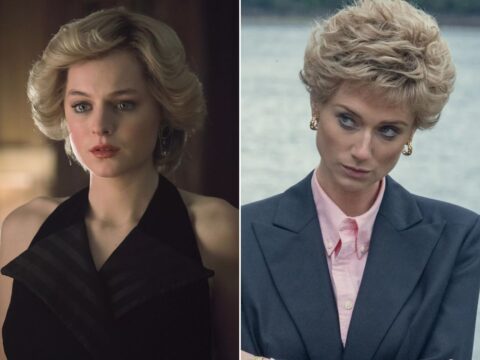 Princesa Diana em duas fases em The Crown: Emma Corrin (à esq.) e Elizabeth Debicki