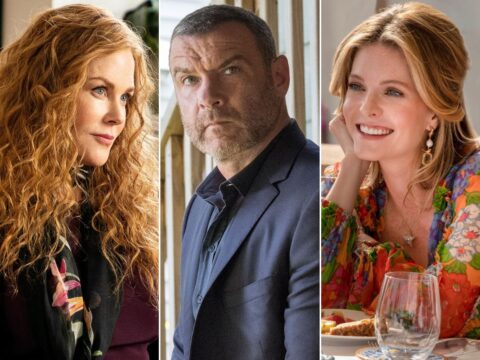 Nicole Kidman (à esq.) em The Undoing, Liev Schreiber em Ray Donovan e Meghann Fahy em The White Lotus