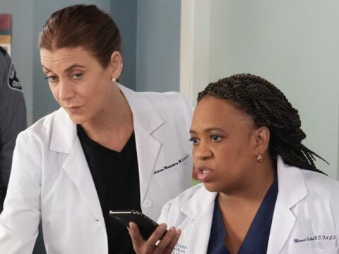 Kate Walsh (à esq.) com Chandra Wilson na 19ª temporada de Grey's Anatomy Kate Walsh (à esq.) com Chandra Wilson na 19ª temporada de Grey's Anatomy