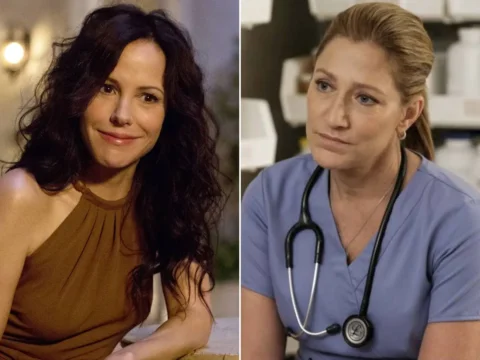 Mary-Louise Parker em Weeds (à esq.); Edie Falco em Nurse Jackie Mary-Louise Parker em Weeds (à esq.); Edie Falco em Nurse Jackie