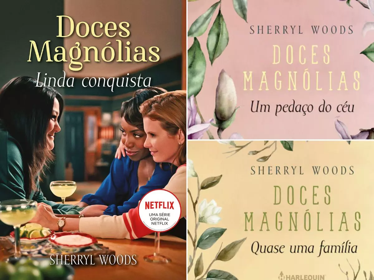 Capas dos livros de Doces Magnólias disponíveis no Brasil