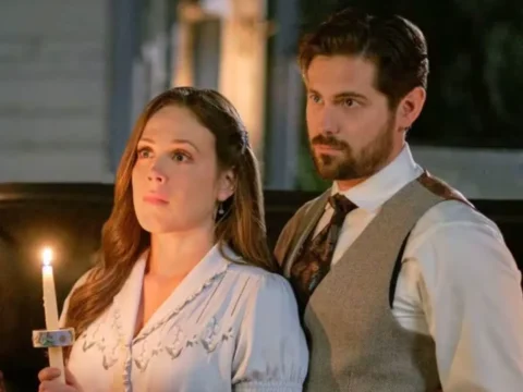 Erin Krakow e Chris McNally em Quando Chama o Coração