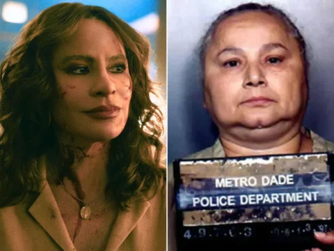 Sofia Vergara em Griselda (à esq.); foto real de Griselda Blanco