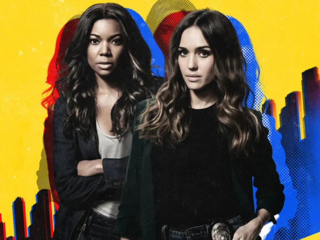 Gabrielle Union (à esq.) com Jessica Alba em pôster de L.A.'s Finest