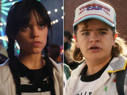 Jenna Ortega em Wandinha; Gaten Matarazzo em Stranger Things