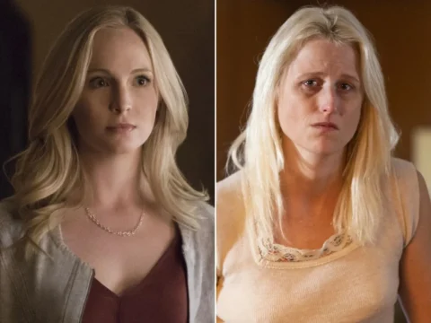 Candice King em The Vampire Diaries (à esq.); Mamie Gummer em True Detective