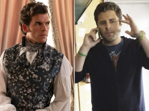 Luke Newton em Bridgerton (à esq.); James Roday em Psych