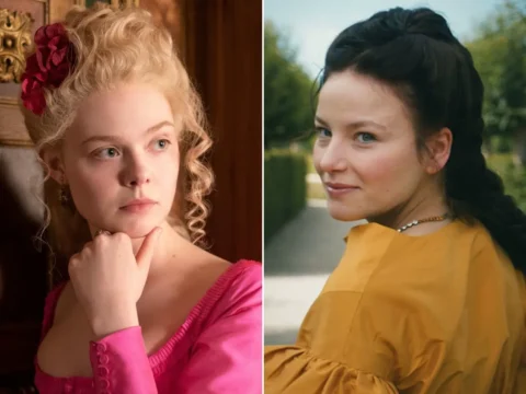 Elle Fanning em The Great (à esq.) e Devrim Lingnau em A Imperatriz