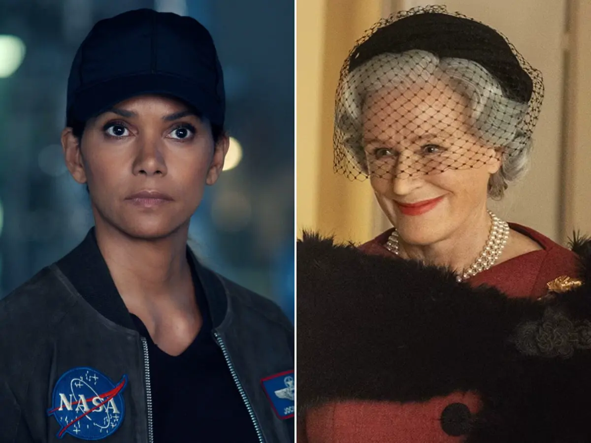 Halle Berry em Moonfall (à esq.); Glenn Close em The New Look
