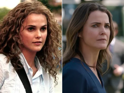 Keri Russell nas séries Felicity (à esq.) e A Diplomata Keri Russell nas séries Felicity (à esq.) e A Diplomata