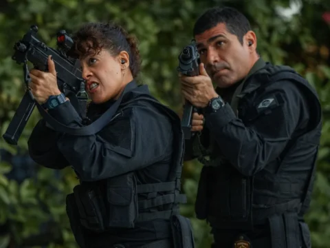 Maeve Jinkings com Rômulo Braga em DNA do Crime Maeve Jinkings com Rômulo Braga em DNA do Crime