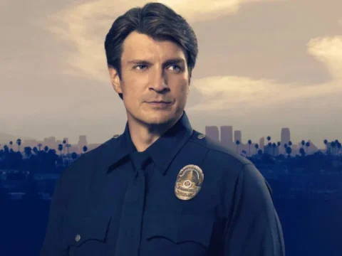 Nathan Fillion em pôster de The Rookie Nathan Fillion em pôster de The Rookie