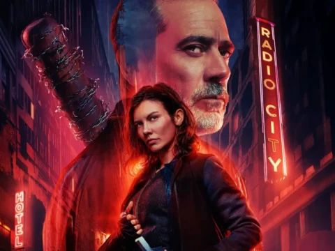 Jeffrey Dean Morgan e Lauren Cohan em cartaz de Dead City Jeffrey Dean Morgan e Lauren Cohan em cartaz de Dead City