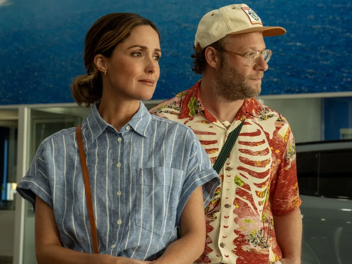 Rose Byrne com Seth Rogen em Amor Platônico