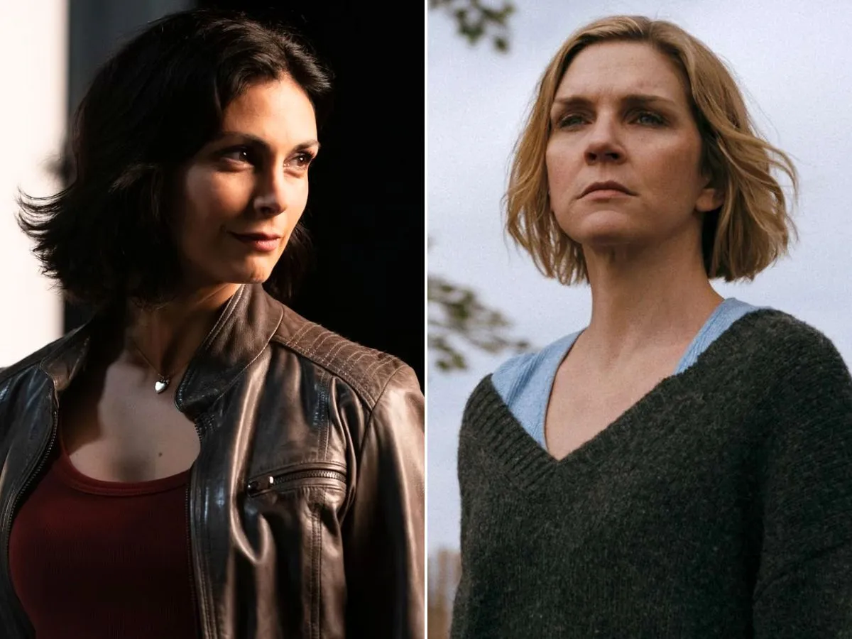 Morena Baccarin em Sheriff Country (à esq.); Rhea Seehorn em Pluribus