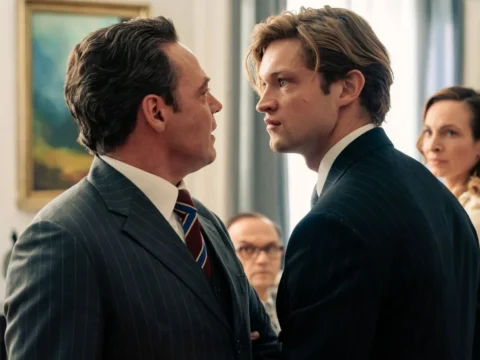 Fedja van Huêt (à esq.) com Damian Hardung em Maxton Hall Fedja van Huêt (à esq.) com Damian Hardung em Maxton Hall