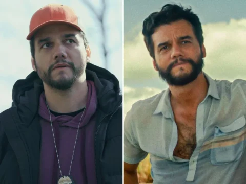 Wagner Moura na série Ladrões de Drogas (à esq.) e no filme O Agente Secreto Wagner Moura na série Ladrões de Drogas (à esq.) e no filme O Agente Secreto