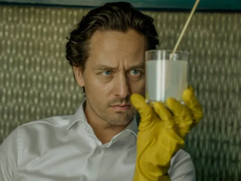 Tom Schilling em cena de Assassino Zen