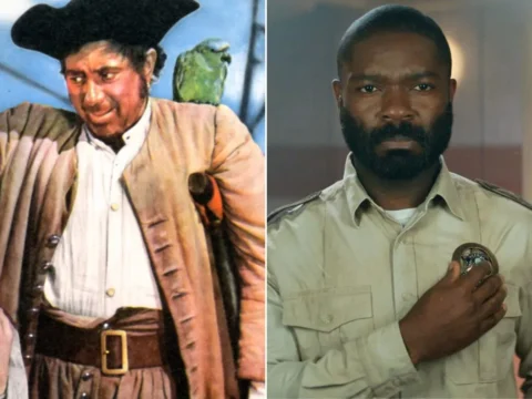 Cena de A Ilha do Tesouro, filme da Disney de 1950 (&agrave; esq); David Oyelowo em Silo