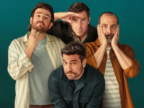 P&ocirc;ster com o quarteto protagonista de Machos Alfa
