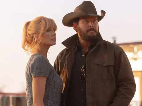 Kelly Reilly e Cole Hauser em cena de Rancho Dutton