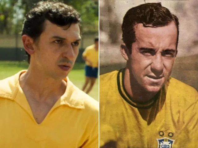 Ravel Andrade (&agrave; esq.) na pele do jogador Tost&atilde;o em Brasil 70